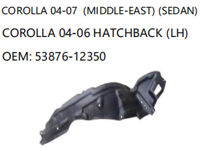 TOYOTA COROLLA 04-07 COROLLA 04-06 HATCHBACK LH 53876-12350