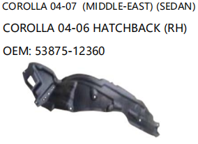TOYOTA COROLLA 04-07 COROLLA 04-06 HATCHBACK RH 53875-12360
