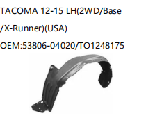 TOYOTA TACOMA 12-15 LH 2WD/Base /X-Runner 53806-04020/TO1248175