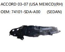 HONDA  ACCORD 03-07 RH  74101-SDA-A00 SEDAN