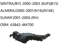 NISSAN SENTRA/B15 2000-2003 EUP B15 ALMERA/2000-2001 N16 N16E SUNNY2001-2006 RH 63842-4M700