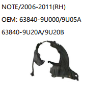 NISSAN NOTE/2006-2011 RH 63840-9U000/9U05A 63840-9U20A/9U20B