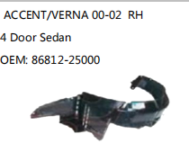 ACCENT/VERNA 00-02 4 Door Sedan OEM: 86812-25000