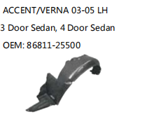 ACCENT/VERNA 03-05 LH 3 Door Sedan, 4 Door Sedan OEM: 86811-25500