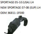 SPORTAGE 05-10 (USA) LH NEW SPORTAGE 07-08 (EUP) LH OEM: 86811-1F000