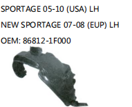 SPORTAGE 05-10 (USA) LH NEW SPORTAGE 07-08 (EUP) LH OEM: 86812-1F000