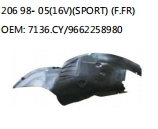 206 98- 05(16V)(SPORT) (F.FR) OEM: 7136.CY/9662258980