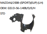 MAZDA6/2008-(SPORT)(EUP) (LH) OEM: GS1D-56-140B/D/E/H STD