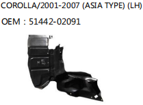 COROLLA/2001-2007 (ASIA TYPE) (LH) OEM：51442-02091