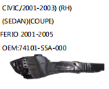 CIVIC/2001-2003) (RH)(SEDAN)(COUPE)FERIO 2001-2005 OEM:74101-S5A-000